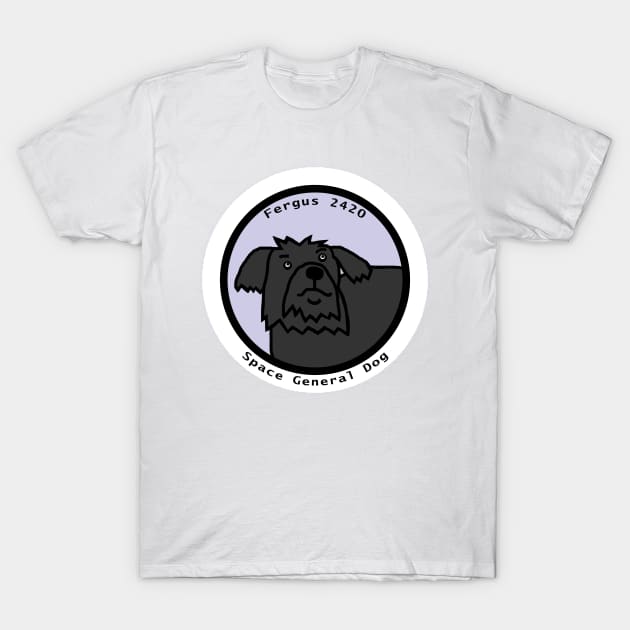 Portrait of Space General Fergus the Dog T-Shirt by ellenhenryart